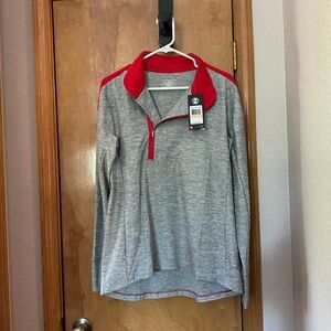 Under Armour Long Sleeve Heather Gray and Red Pullover